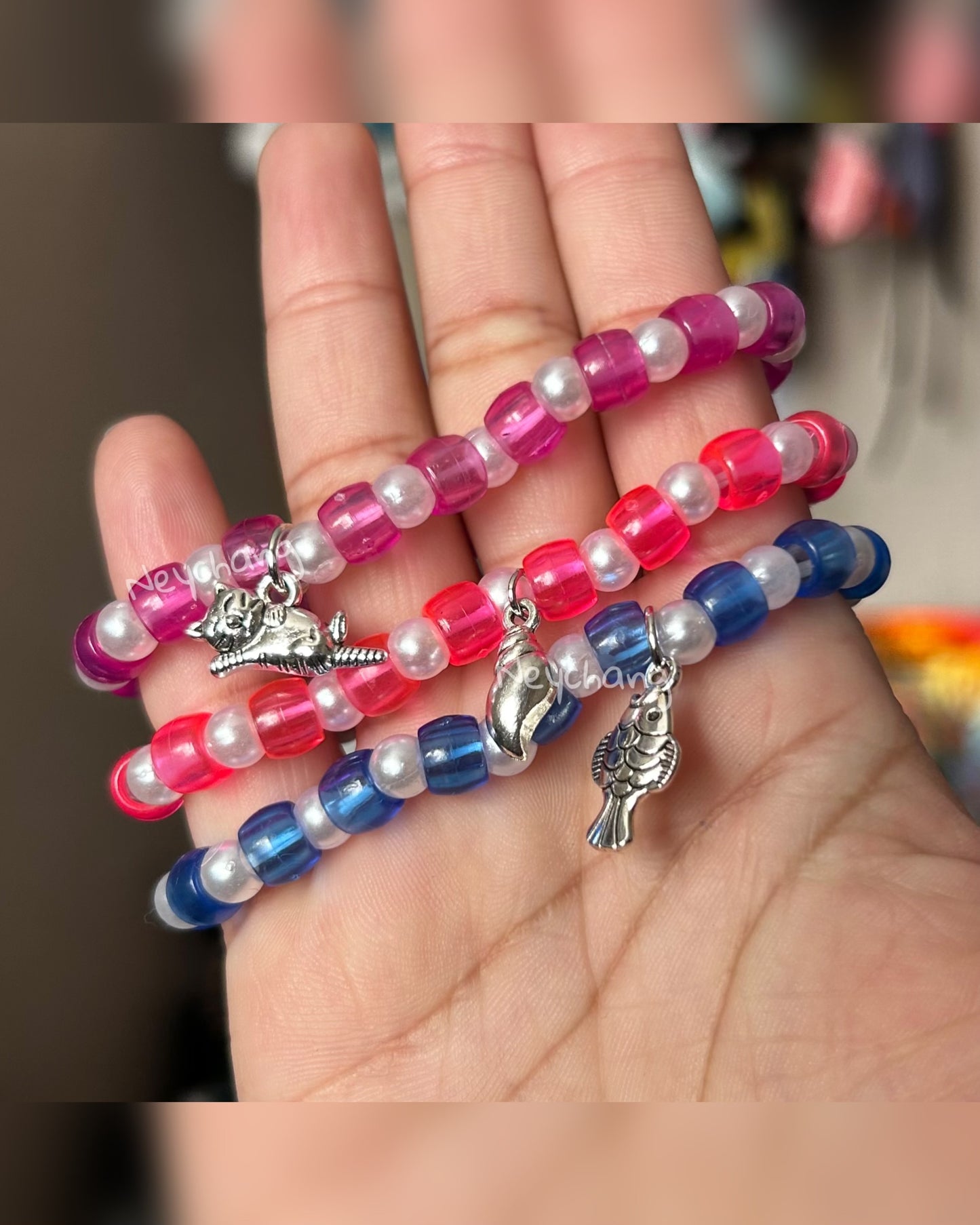 jelly + pearl bracelets
