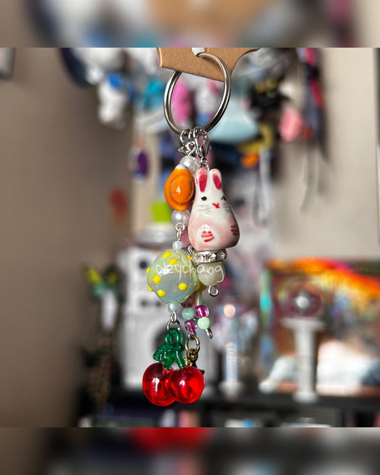 fish + bunny keychain