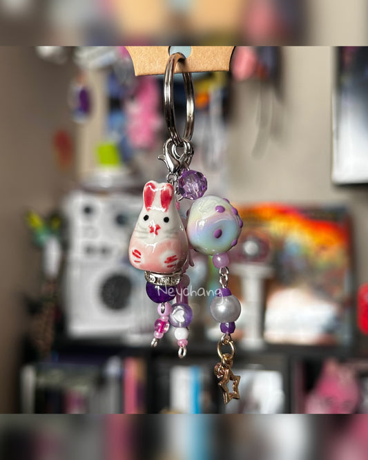 purple bunny keychain