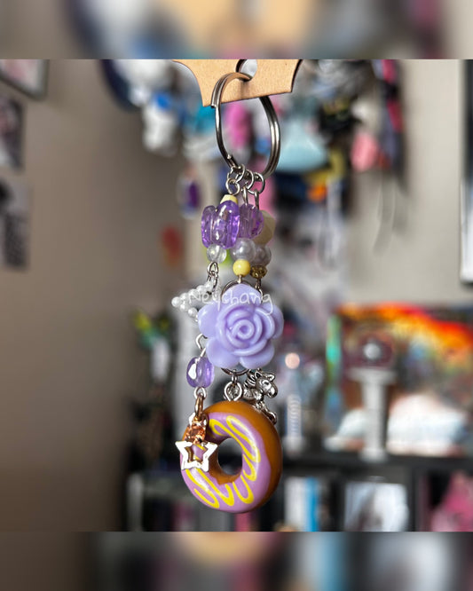 purple doughnut keychain